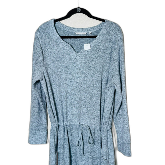 NWT Soft Surroundings Dress Large Easy Living Drawstring Waist Gray Soft Cozy - Picture 3 of 6